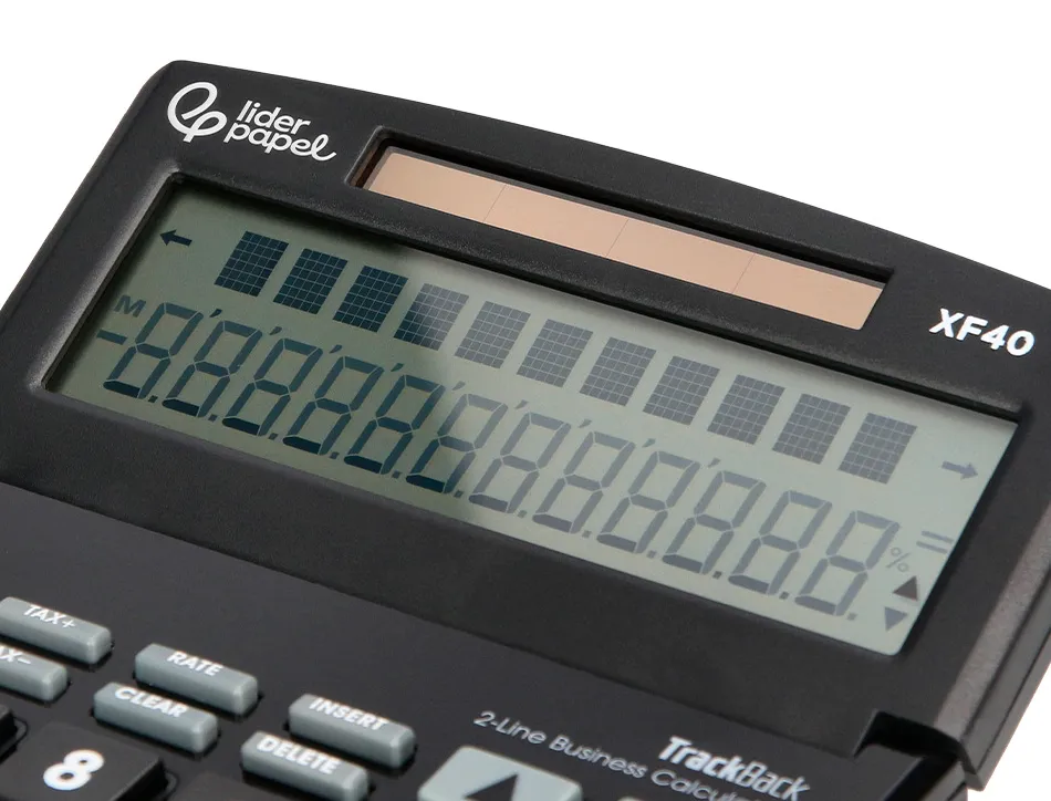 Calculatrice de bureau liderpapel xf40 12 chiffres double ligne solaire et piles 175x120x30mm coloris noir