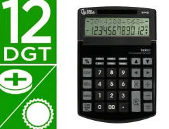 Calculatrice de bureau liderpapel xf40 12 chiffres double ligne solaire et piles 175x120x30mm coloris noir