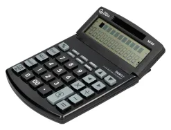 Calculatrice de bureau liderpapel xf40 12 chiffres double ligne solaire et piles 175x120x30mm coloris noir