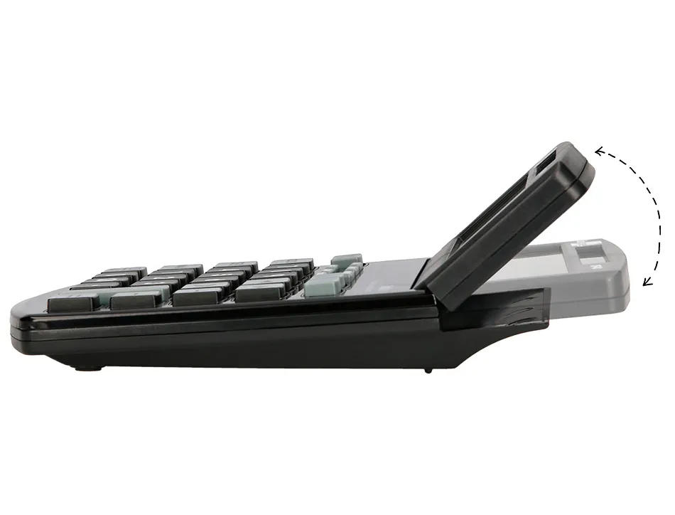 Calculatrice de bureau liderpapel xf40 12 chiffres double ligne solaire et piles 175x120x30mm coloris noir