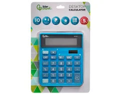 Calculatrice de bureau liderpapel xf21 10 chiffres solaire et piles 127x105x24 mm coloris bleu