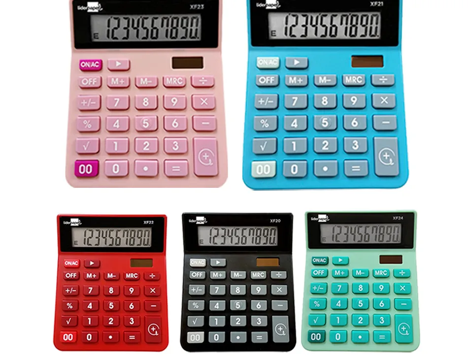 Calculatrice de bureau liderpapel xf20 10 chiffres solaire et piles 127x105x24 mm presentoir de 10u