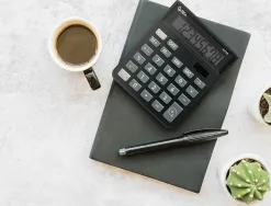 Calculatrice de bureau liderpapel xf16 8 chiffres solaire et piles 127x105x24 mm coloris noir