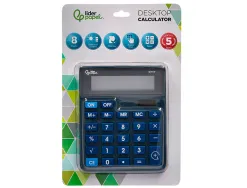 Calculatrice de bureau liderpapel xf17 8 chiffres solaire et piles 127x105x24 mm coloris bleu