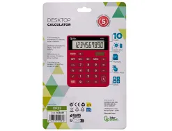Calculatrice de bureau liderpapel xf22 10 chiffres solaire et piles 127x105x24 mm coloris rouge