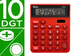 Calculatrice de bureau liderpapel xf22 10 chiffres solaire et piles 127x105x24 mm coloris rouge