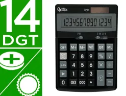 Calculatrice de bureau liderpapel xf31 14 chiffres solaire et piles coloris noir 170x122x35 mm