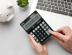 Calculatrice de bureau liderpapel xf31 14 chiffres solaire et piles coloris noir 170x122x35 mm