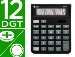 Calculatrice de bureau liderpapel xf26 12 chiffres solaire et piles 127x105x24 mm coloris noir
