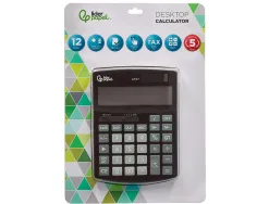 Calculatrice de bureau liderpapel xf27 12 chiffres taxes solaire et piles coloris noir 155x115x25 mm
