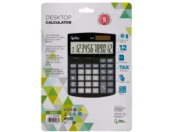 Calculatrice de bureau liderpapel xf27 12 chiffres taxes solaire et piles coloris noir 155x115x25 mm