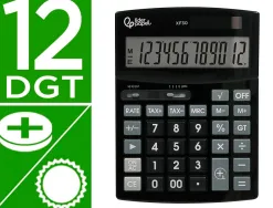 Calculatrice de bureau liderpapel xf30 12 chiffres correct auto-replay solaire et piles coloris noir