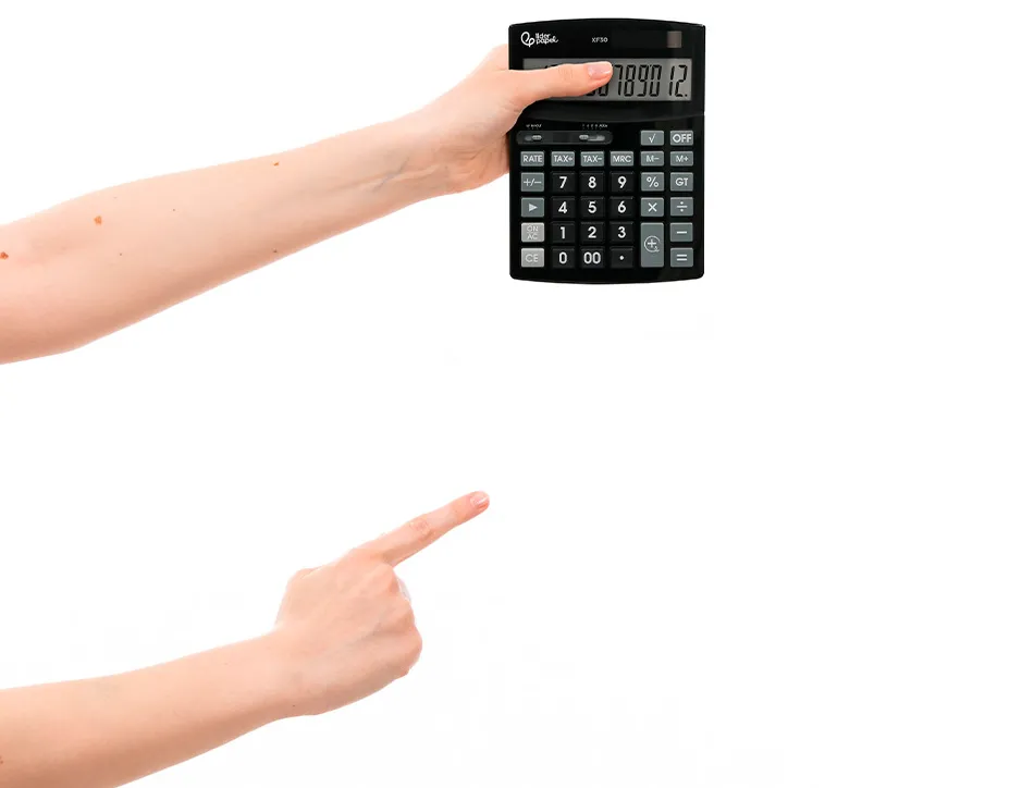 Calculatrice de bureau liderpapel xf30 12 chiffres correct auto-replay solaire et piles coloris noir