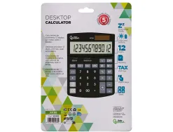 Calculatrice de bureau liderpapel xf30 12 chiffres correct auto-replay solaire et piles coloris noir