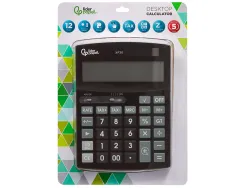 Calculatrice de bureau liderpapel xf30 12 chiffres correct auto-replay solaire et piles coloris noir