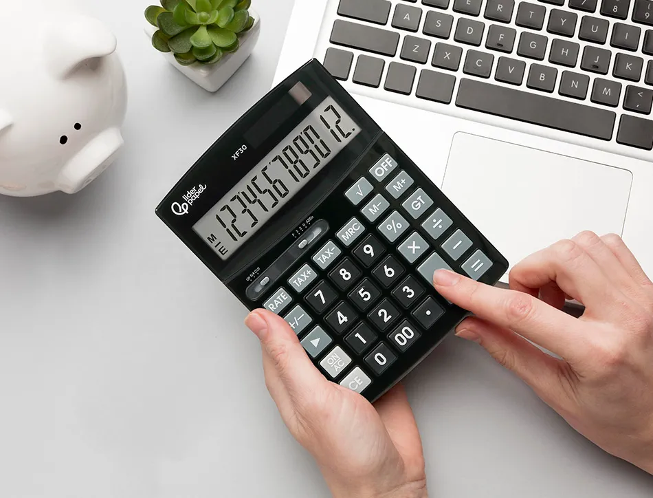 Calculatrice de bureau liderpapel xf30 12 chiffres correct auto-replay solaire et piles coloris noir