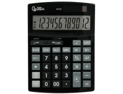 Calculatrice de bureau liderpapel xf30 12 chiffres correct auto-replay solaire et piles coloris noir