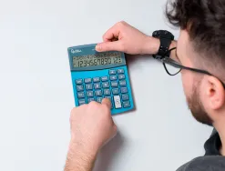 Calculatrice de bureau liderpapel xf28 12 chiffres double ligne couts ventes marge taxes solaire et piles