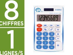 Calculatrice de poche easy lb office 8 chiffres solaire ou pile coloris assortis