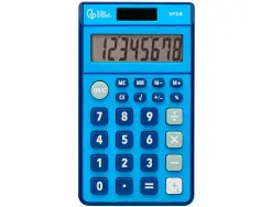 Calculatrice de poche liderpapel xf09 8 chiffres solaire et piles 115x65x8 mm coloris bleu