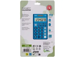 Calculatrice de poche liderpapel xf09 8 chiffres solaire et piles 115x65x8 mm coloris bleu