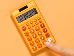 Calculatrice de poche liderpapel xf10 8 chiffres solaire et piles 115x65x8 mm coloris orange
