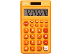 Calculatrice de poche liderpapel xf10 8 chiffres solaire et piles 115x65x8 mm coloris orange