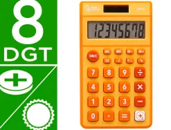 Calculatrice de poche liderpapel xf10 8 chiffres solaire et piles 115x65x8 mm coloris orange