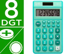 Calculatrice de poche liderpapel xf13 8 chiffres solaire et piles 115x65x8 mm coloris vert