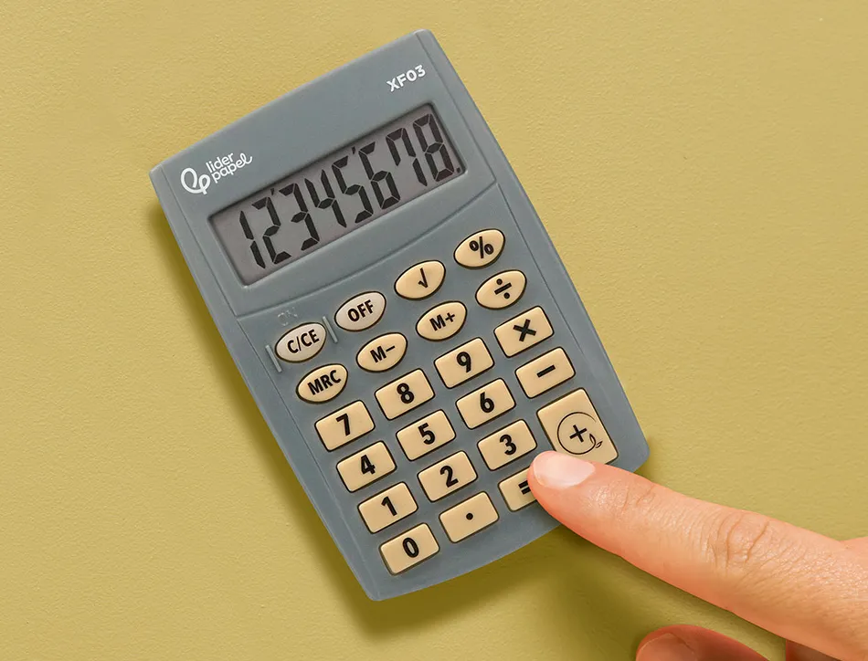 Calculatrice de poche liderpapel xf03 8 chiffres avec pile 99x64x9 mm coloris gris