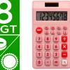 Calculatrice de poche liderpapel xf12 8 chiffres solaire et piles 115x65x8 mm coloris rose