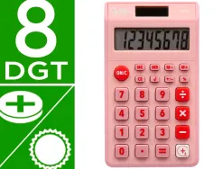 Calculatrice de poche liderpapel xf12 8 chiffres solaire et piles 115x65x8 mm coloris rose