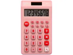Calculatrice de poche liderpapel xf12 8 chiffres solaire et piles 115x65x8 mm coloris rose