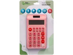 Calculatrice de poche liderpapel xf12 8 chiffres solaire et piles 115x65x8 mm coloris rose