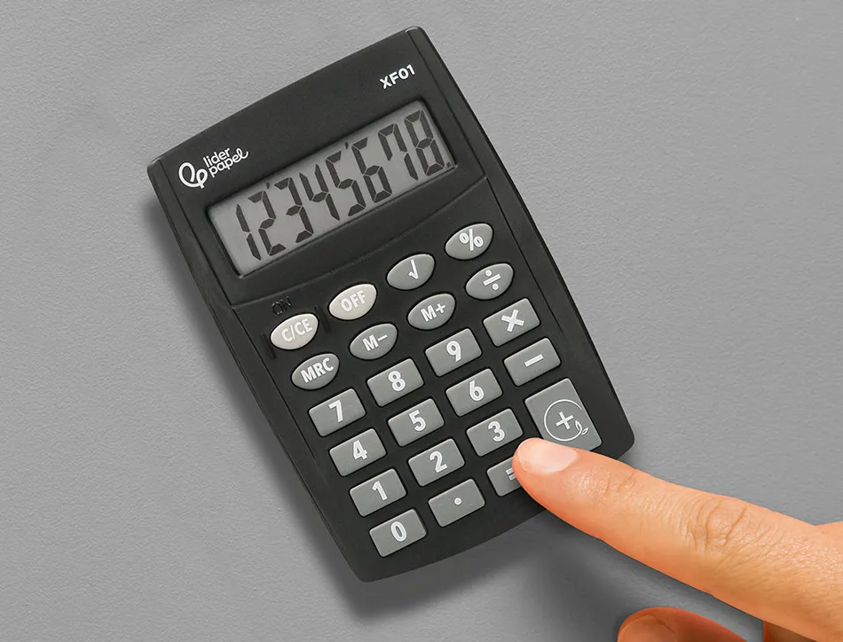 Calculatrice de poche liderpapel xf01 8 chiffres avec pile 99x64x9 mm coloris noir