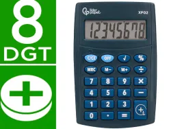 Calculatrice de poche liderpapel xf02 8 chiffres avec pile 99x64x9 mm coloris bleu