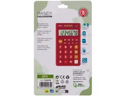Calculatrice de poche liderpapel xf11 8 chiffres solaire et piles 115x65x8 mm coloris rouge