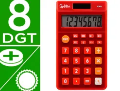Calculatrice de poche liderpapel xf11 8 chiffres solaire et piles 115x65x8 mm coloris rouge