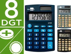 Calculatrice de poche xf05 8 chiffres solaire et piles 98x62x8 mm presentoir de 16u