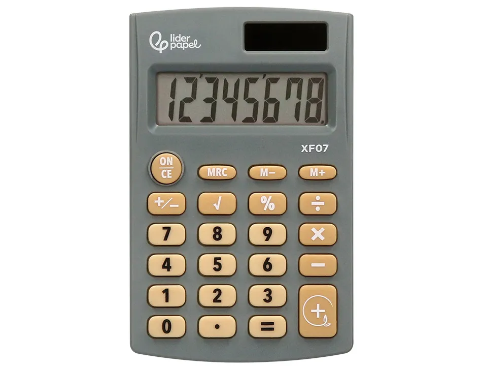 Calculatrice de poche xf05 8 chiffres solaire et piles 98x62x8 mm coloris gris