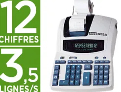 Calculatrice ibico 1232x imprimante professionnelle bicolore 12 chiffres conversion franc/euro 230x300x75mm 1.8kg