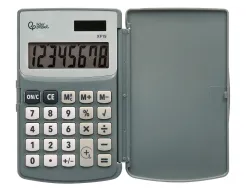 Calculatrice liderpapel de poche xf15 10 chiffres avec couvercle solaire et piles coloris gris 123x75x12 mm