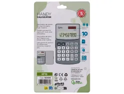 Calculatrice liderpapel de poche xf15 10 chiffres avec couvercle solaire et piles coloris gris 123x75x12 mm