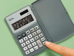 Calculatrice liderpapel de poche xf15 10 chiffres avec couvercle solaire et piles coloris gris 123x75x12 mm