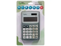 Calculatrice liderpapel de poche xf15 10 chiffres avec couvercle solaire et piles coloris gris 123x75x12 mm