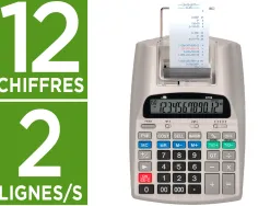 Calculatrice liderpapel imprimante professionnelle bicolore 12 chiffres 225x158x56mm coloris blanc