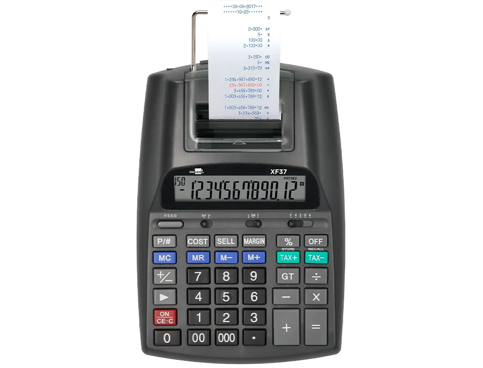 Calculatrice liderpapel imprimante professionnelle bicolore 12 chiffres 225x158x56mm coloris noir