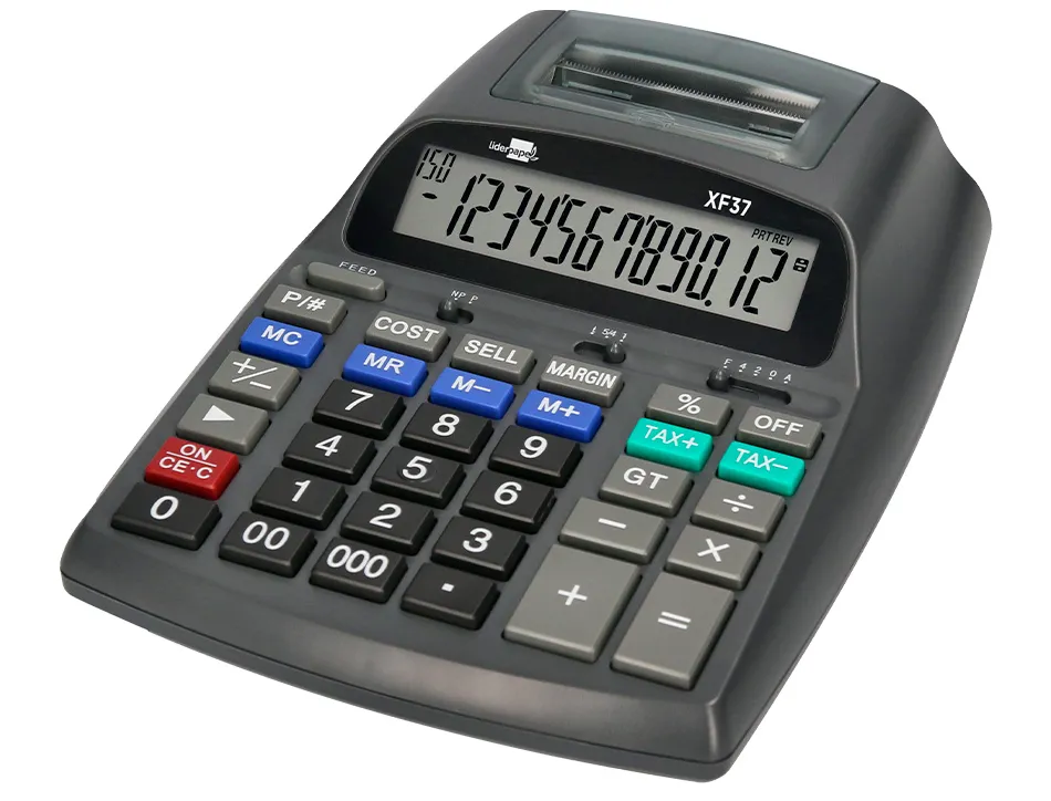 Calculatrice liderpapel imprimante professionnelle bicolore 12 chiffres 225x158x56mm coloris noir