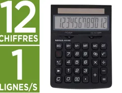 Calculatrice maul bureau eco 850 12 chiffres ecran 1 ligne 3 touches memoires touche pourcentage racines coloris noir