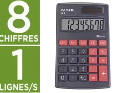 Calculatrice maul poche m8 8 chiffres ecran 1 ligne 3 touches memoires touche pourcentage calcul racines coloris noir